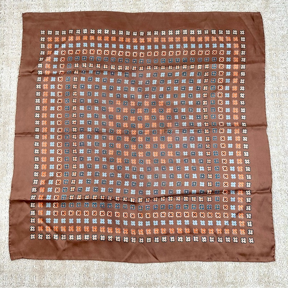 Echo Brown Floral Chinon Silk Scarf